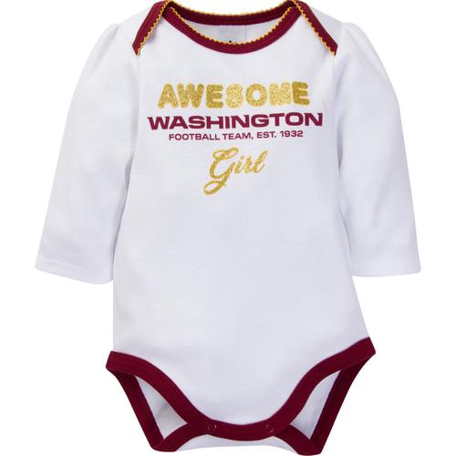 WASHINGTON FOOTBALL TEAM NEWBORN GIRLS 3-PIECE FOOTED PAJAMA SET