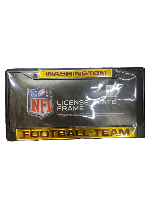 WASHINGTON REDSKINS BLACK LASER LICENSE PLATE FRAME