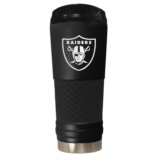 LAS VEGAS RAIDERS METAL TEAM EMBLEM 24OZ STEALTH DRAFT TUMBLER - BLACK/BLACK